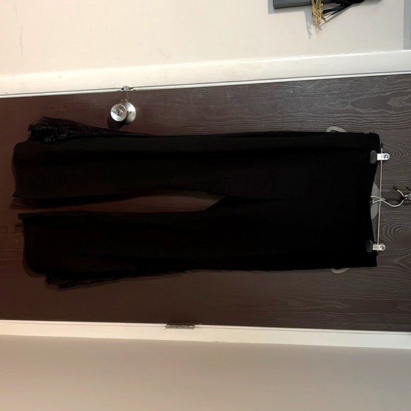 Black Wide-Leg Pant with Lace Detailing - Picture 1 of 2